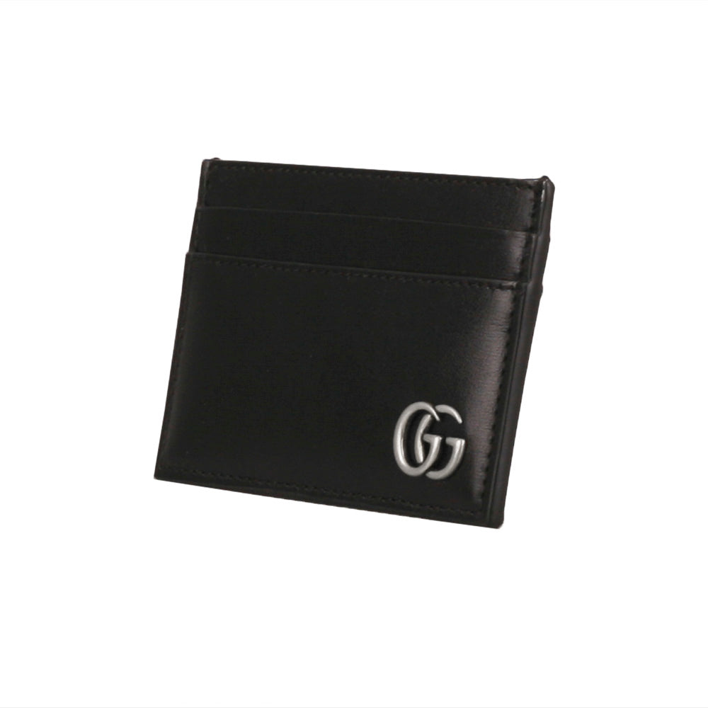 GUCCI Silver Logo Leather Card Holder Wallet for Men