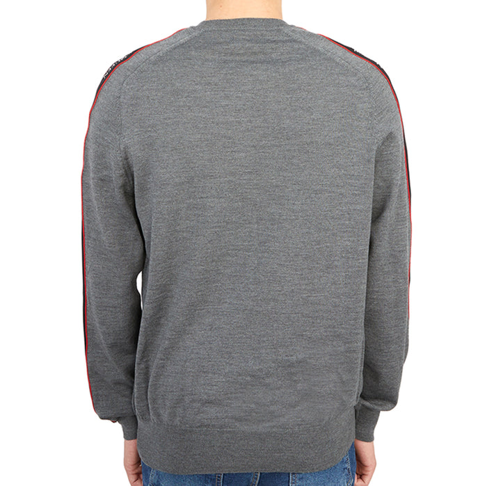Alexander Mcqueen Logo Tape Wool Crewneck Sweater Men Gray