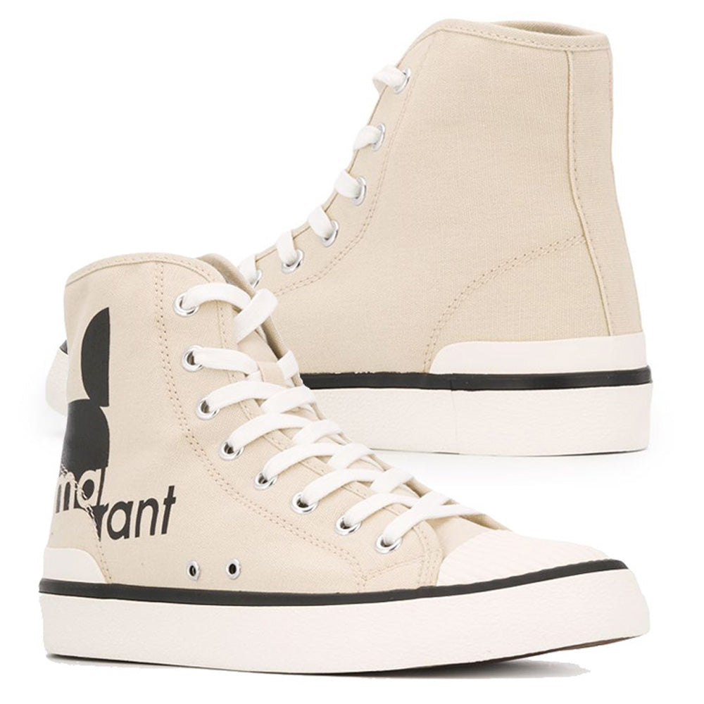 Isabel Marant Logo Canvas High-Top Sneakers Chalk
