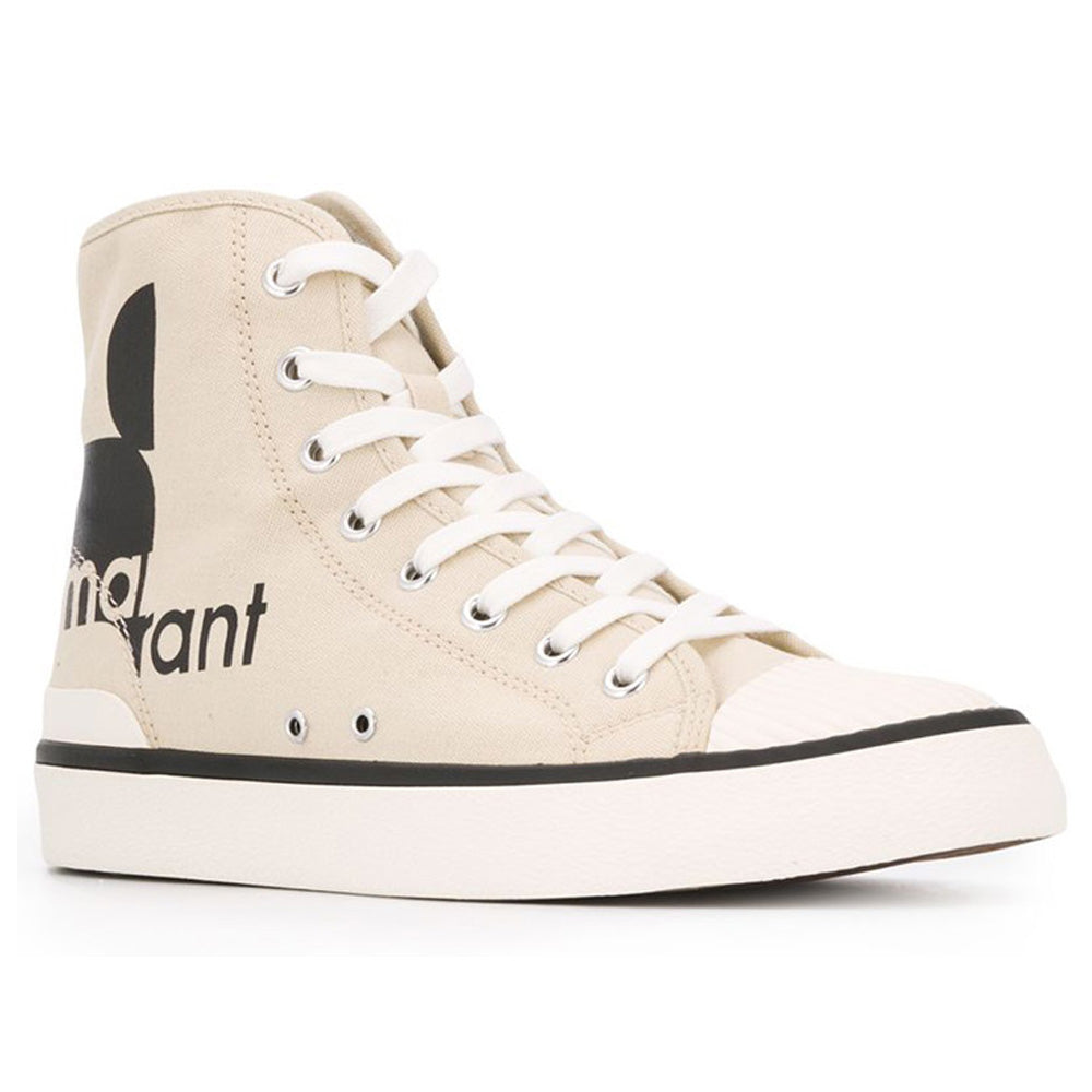 Isabel Marant Logo Canvas High-Top Sneakers Chalk