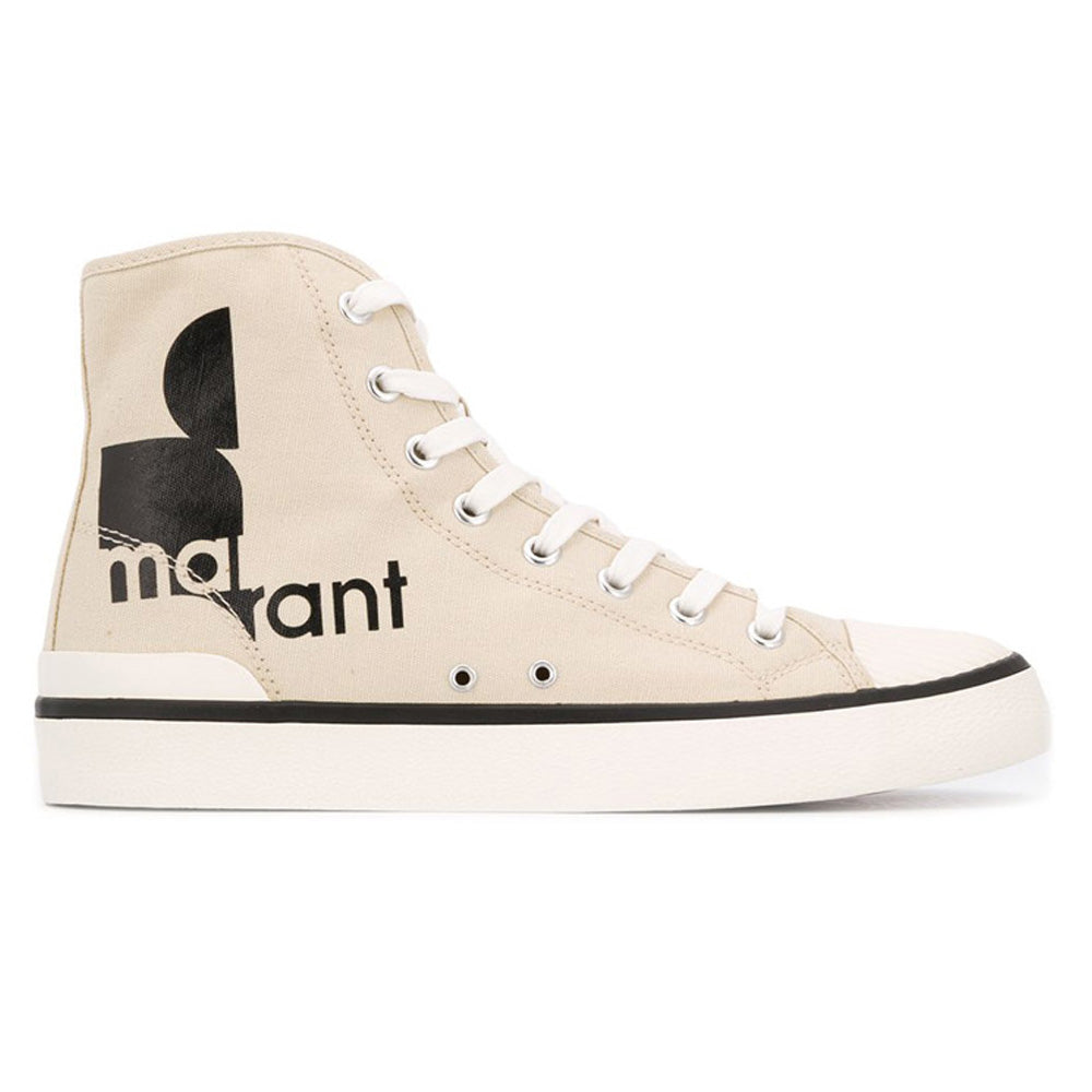 Isabel Marant Logo Canvas High-Top Sneakers Chalk