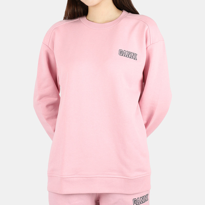 GANNI Women’s Logo Cotton Sweatshirt Pink