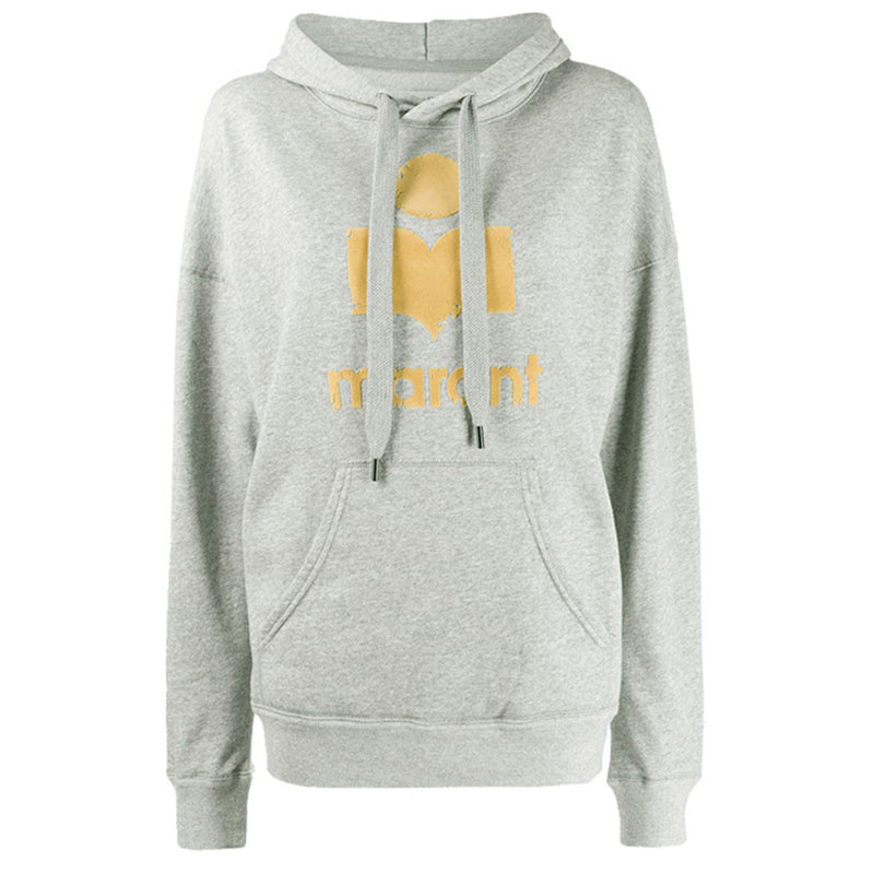Isabel Marant Velour Logo Hoodie Gray Women’s Hooded Sweatshirt