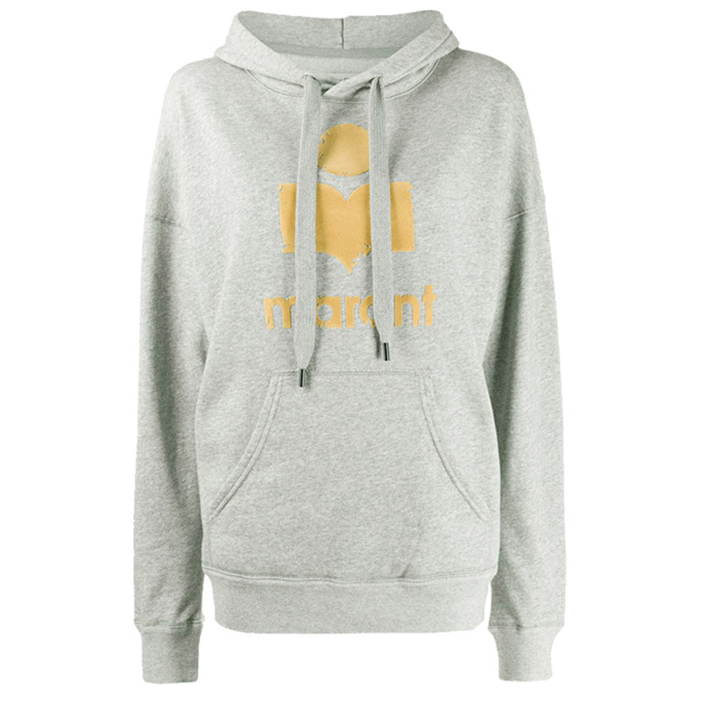 Isabel Marant Velour Logo Hoodie Gray Women’s Hooded Sweatshirt