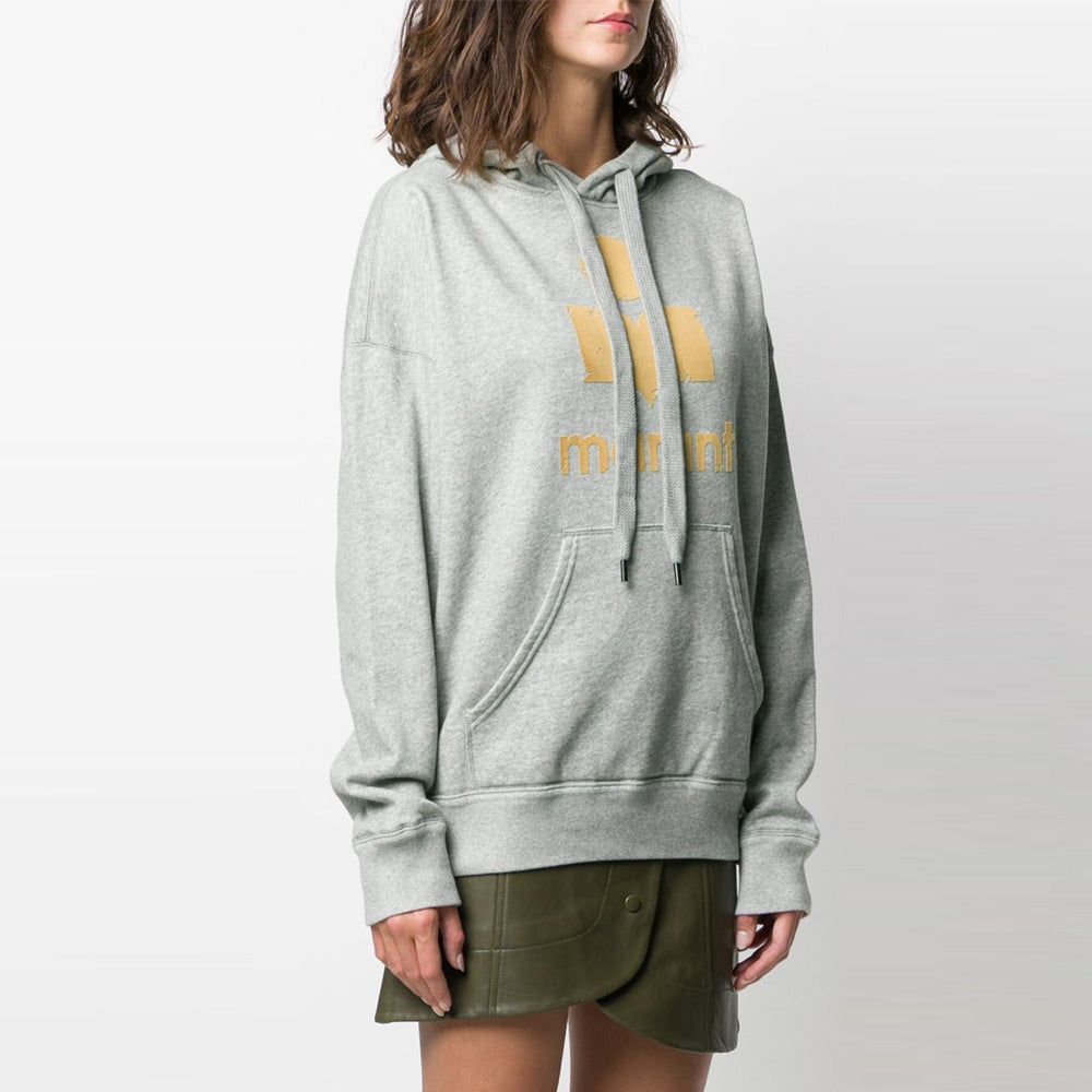 Isabel Marant Velour Logo Hoodie Gray Women’s Hooded Sweatshirt