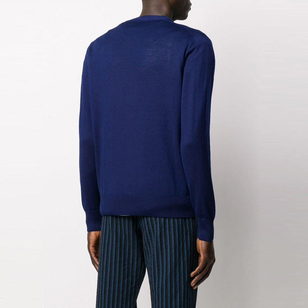 Maison Kitsune Fox Head Patch Navy Knit Cardigan