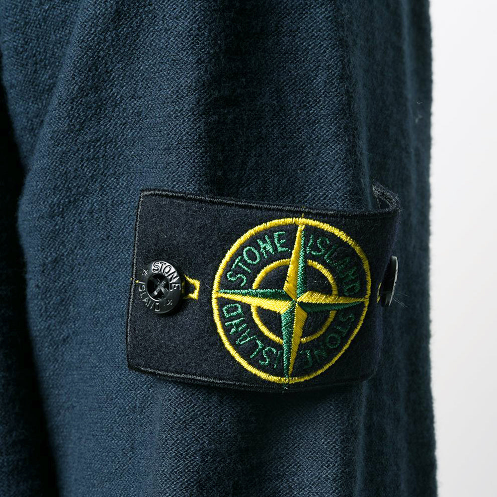 STONE ISLAND Badge Patch Hooded Zip Jacket Navy