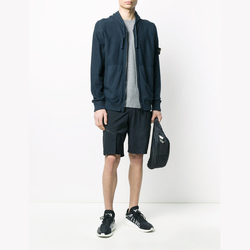 STONE ISLAND Badge Patch Hooded Zip Jacket Navy