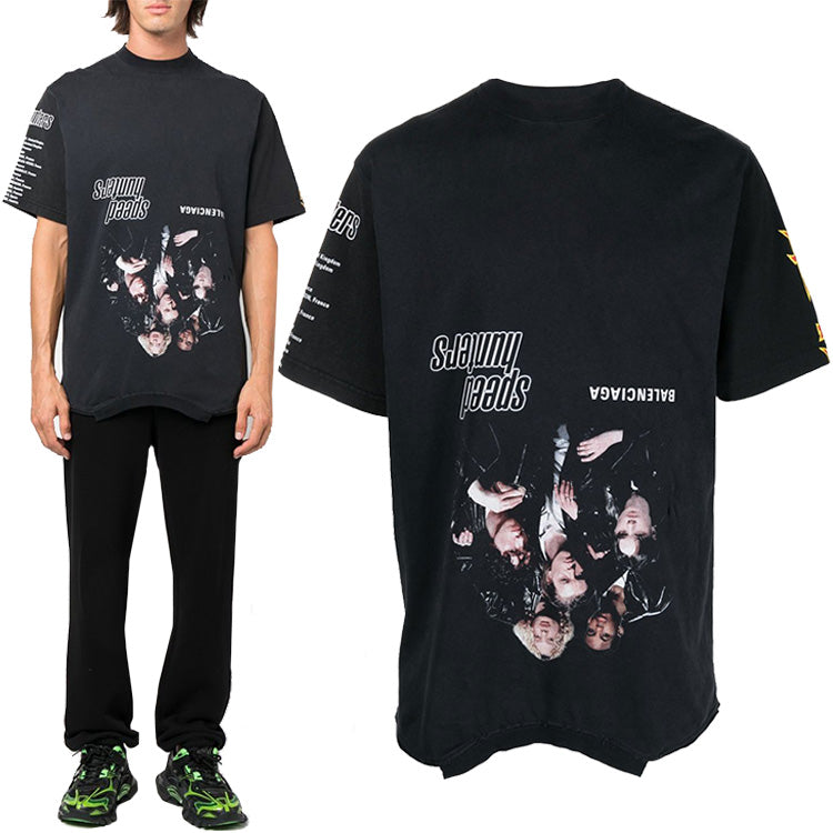BALENCIAGA Speed Hunters Upside Graphic T-Shirt Black Cotton Men