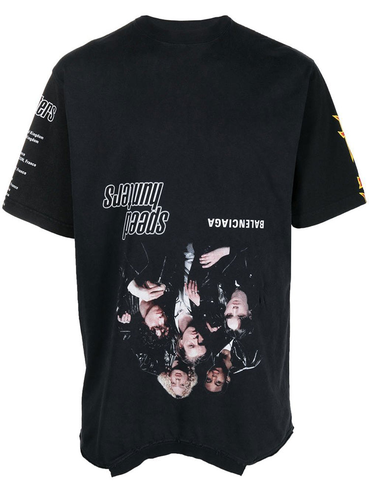 BALENCIAGA Speed Hunters Upside Graphic T-Shirt Black Cotton Men