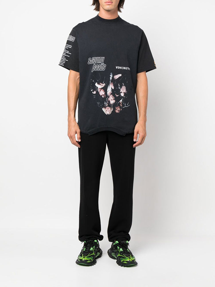 BALENCIAGA Speed Hunters Upside Graphic T-Shirt Black Cotton Men