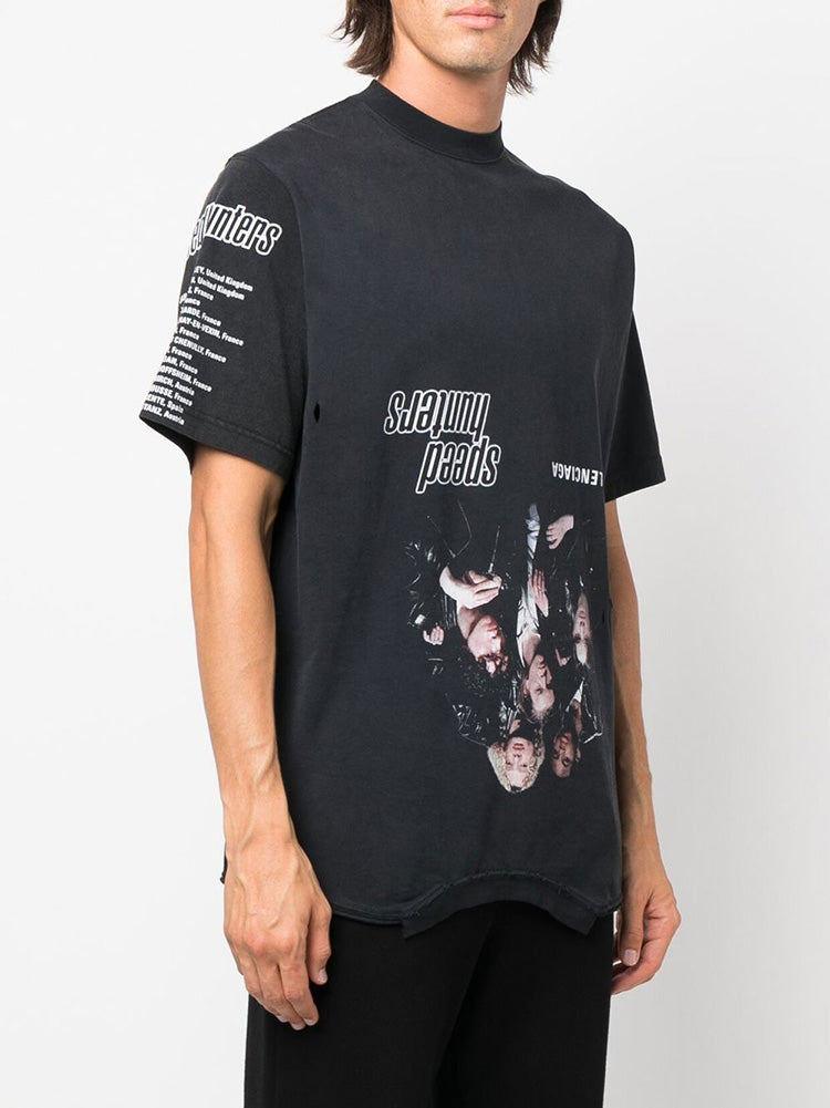 BALENCIAGA Speed Hunters Upside Graphic T-Shirt Black Cotton Men