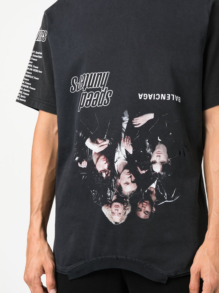 BALENCIAGA Speed Hunters Upside Graphic T-Shirt Black Cotton Men