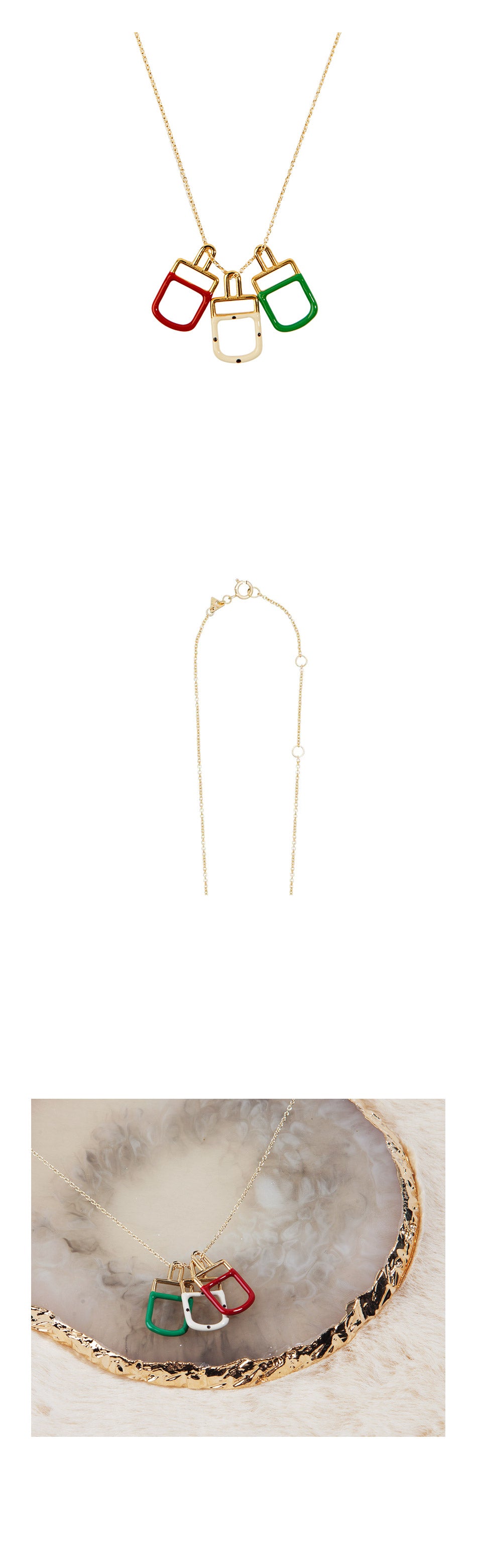 ALIITA Ice Pop Trio Enamel Pendant Necklace Yellow Gold Unisex
