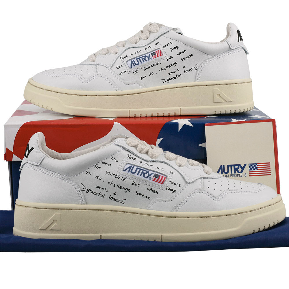 AUTRY Lettering Low-Top Sneakers Women’s White Leather