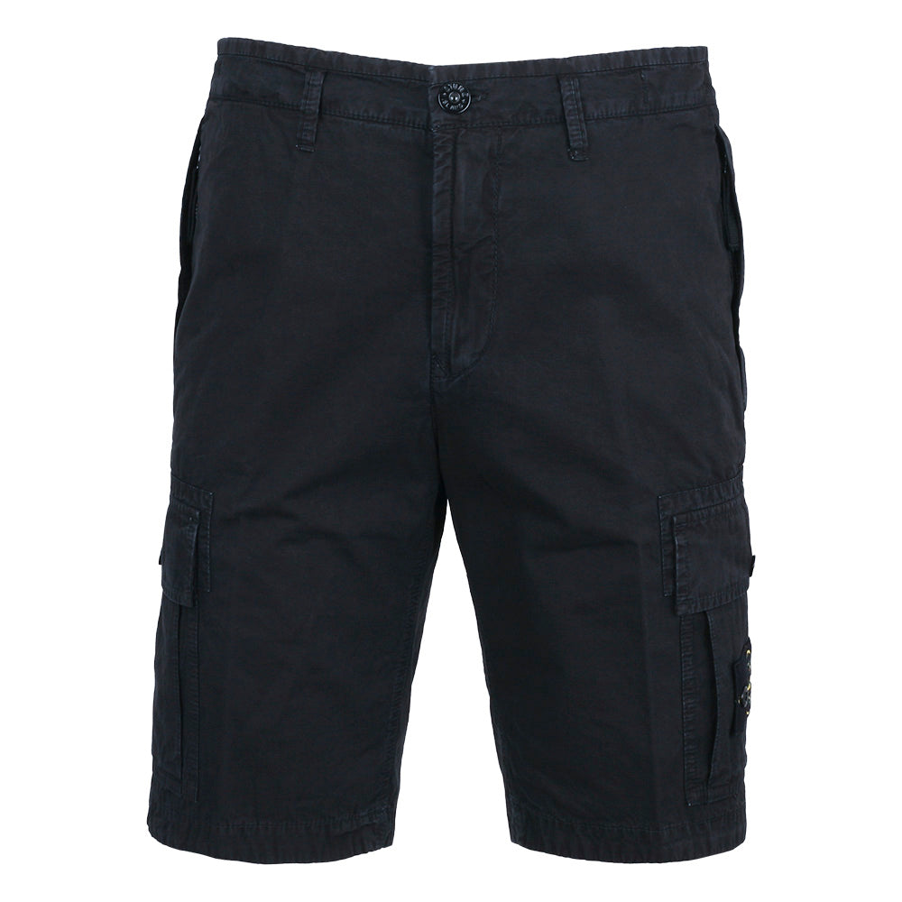 STONE ISLAND Logo Patch Cotton Shorts Navy Men