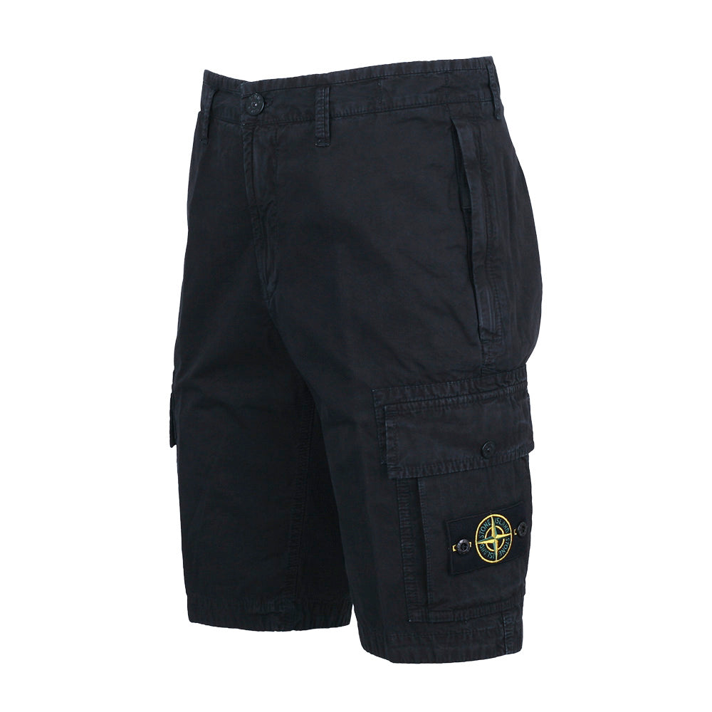 STONE ISLAND Logo Patch Cotton Shorts Navy Men
