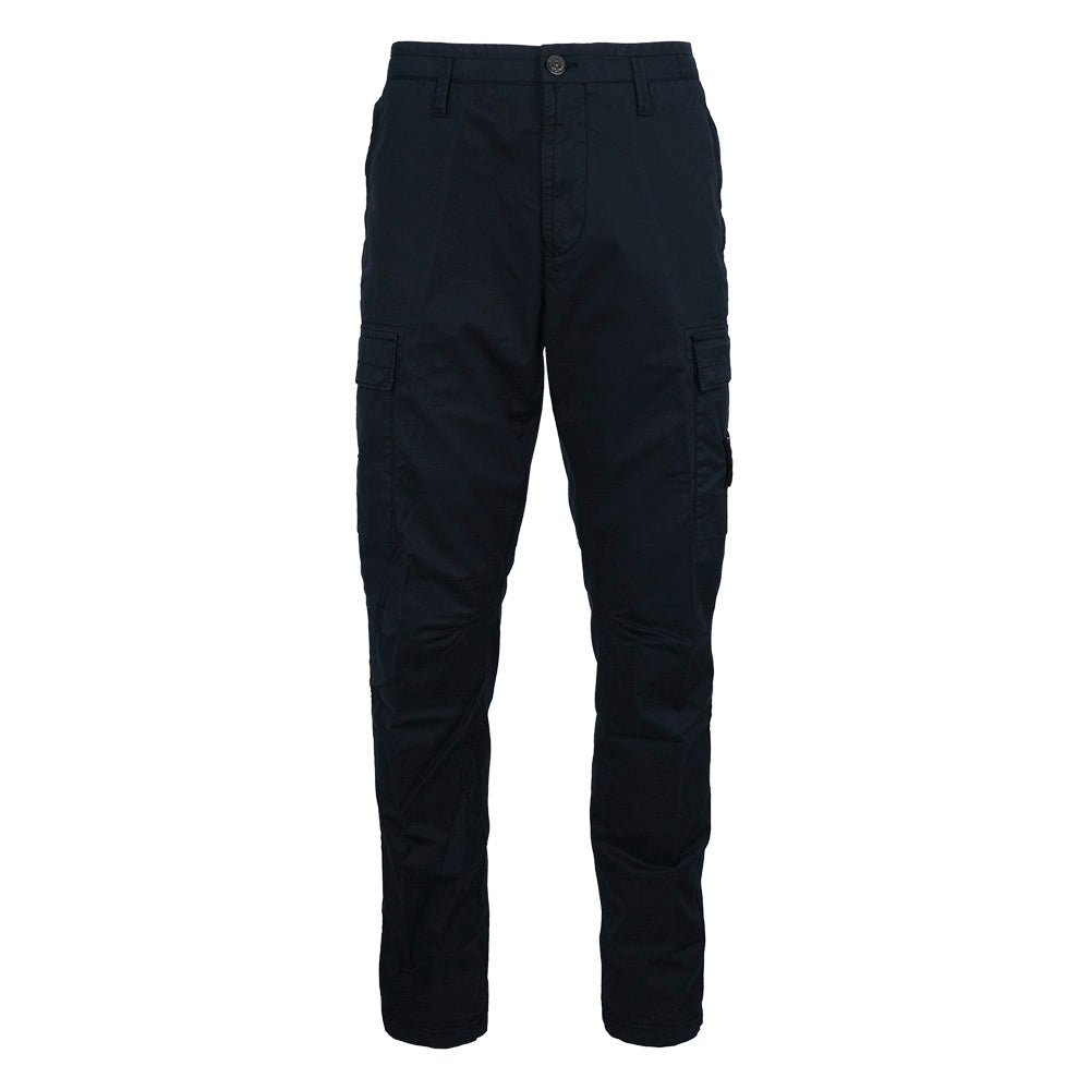 STONE ISLAND Logo Patch Cotton Cargo Pants Black Men