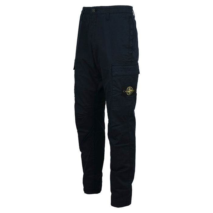 STONE ISLAND Logo Patch Cotton Cargo Pants Black Men