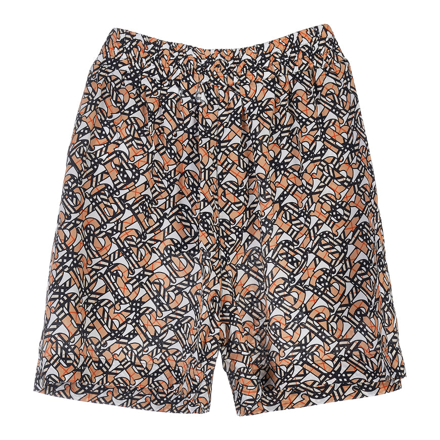 BURBERRY Monogram Print Silk Crepe Jogger Pants Women Tawny A1880