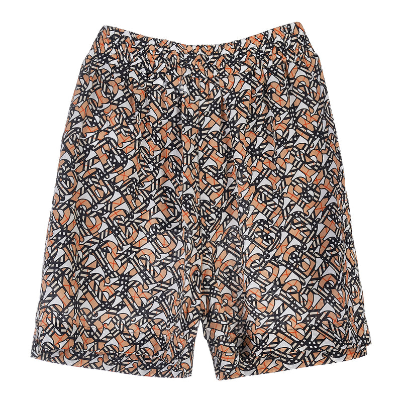 BURBERRY Monogram Print Silk Crepe Jogger Pants Women Tawny A1880