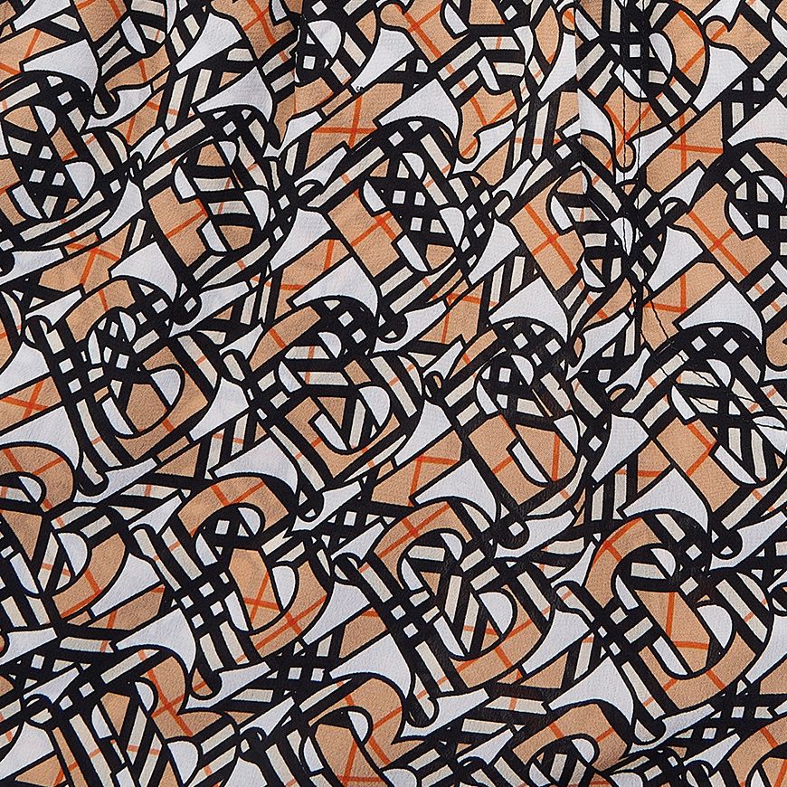 BURBERRY Monogram Print Silk Crepe Jogger Pants Women Tawny A1880