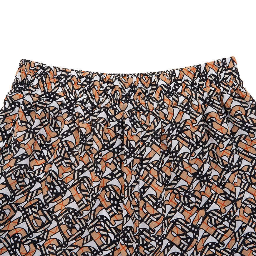 BURBERRY Monogram Print Silk Crepe Jogger Pants Women Tawny A1880