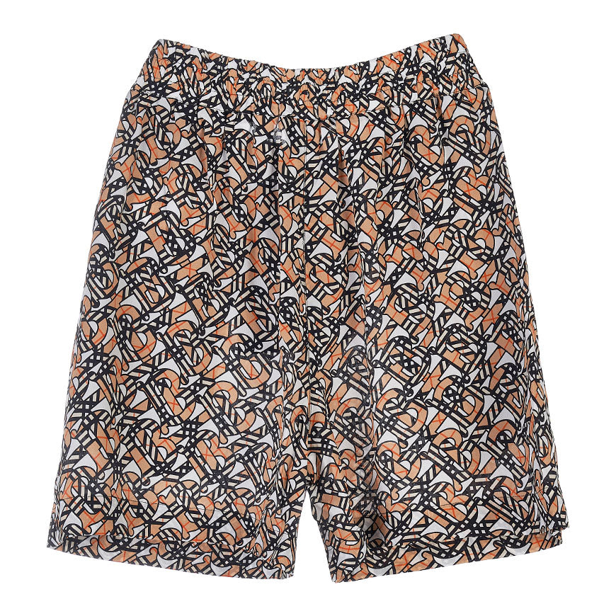 BURBERRY Monogram Print Silk Crepe Jogger Pants Women Tawny A1880