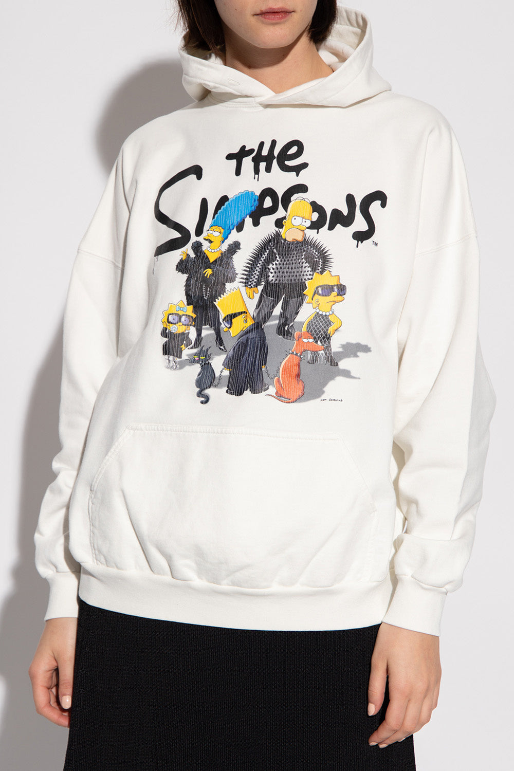 BALENCIAGA The Simpsons Print Hoodie Sweatshirt White Unisex