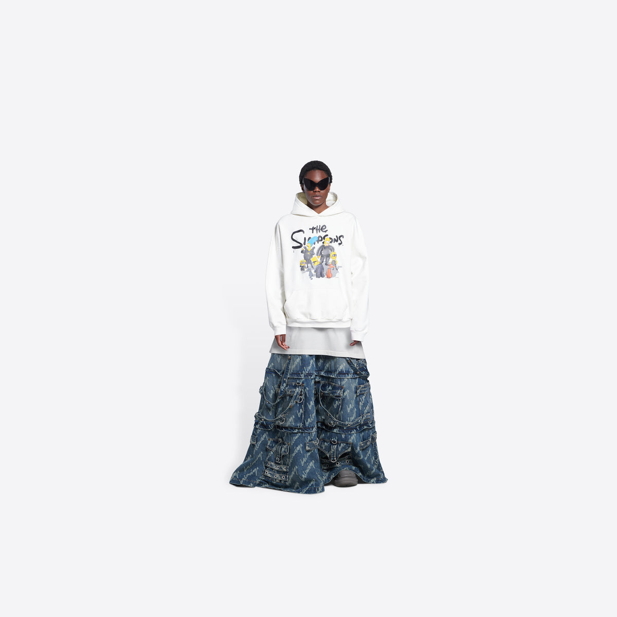 BALENCIAGA The Simpsons Print Hoodie Sweatshirt White Unisex