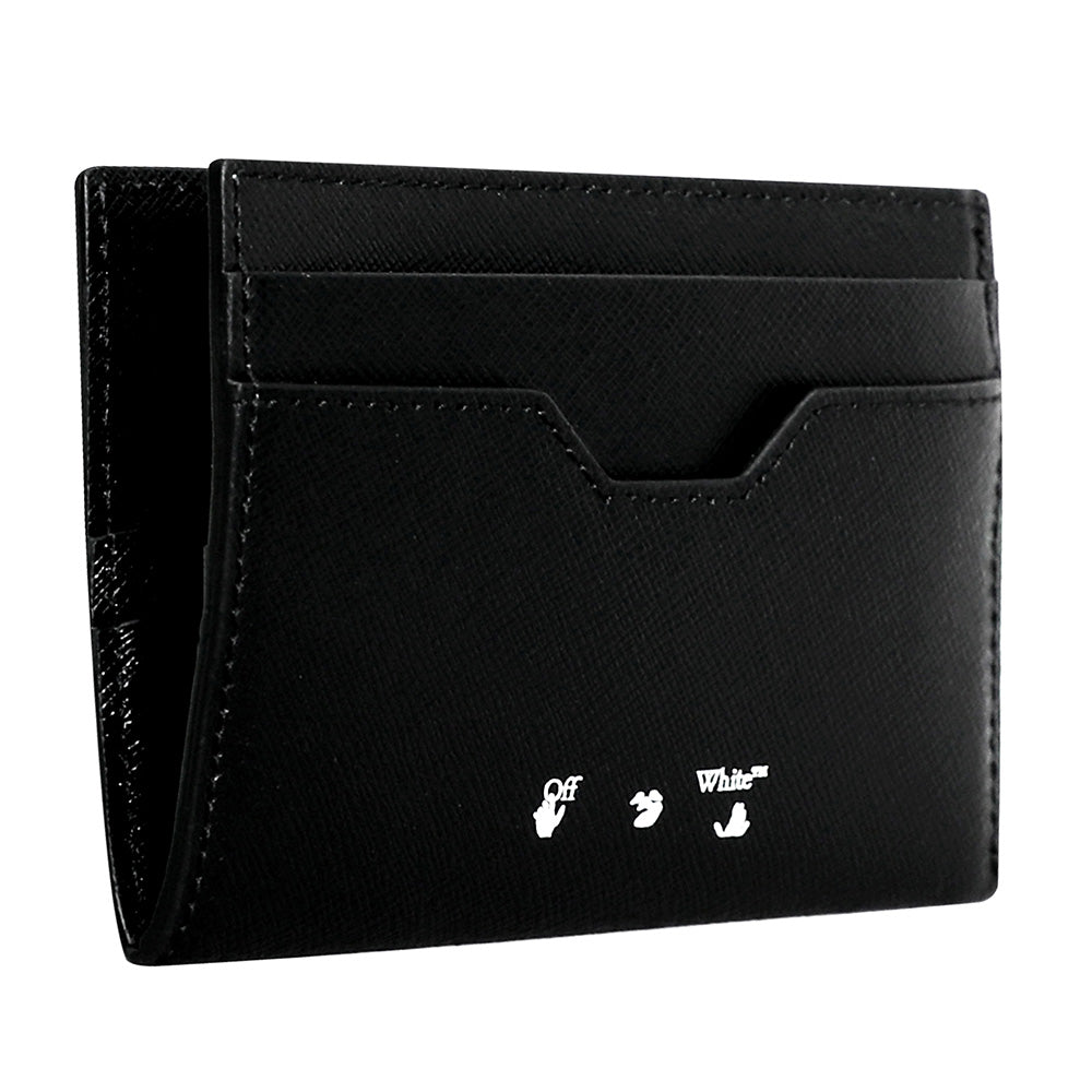 OFF WHITE Black Diagonal Stripe Card Holder OMND023S22LEA001