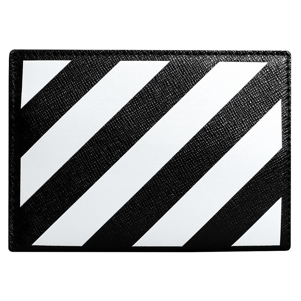 OFF WHITE Black Diagonal Stripe Card Holder OMND023S22LEA001