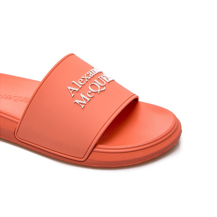 Alexander Mcqueen Logo Pool Slides Navy Rubber Sandals