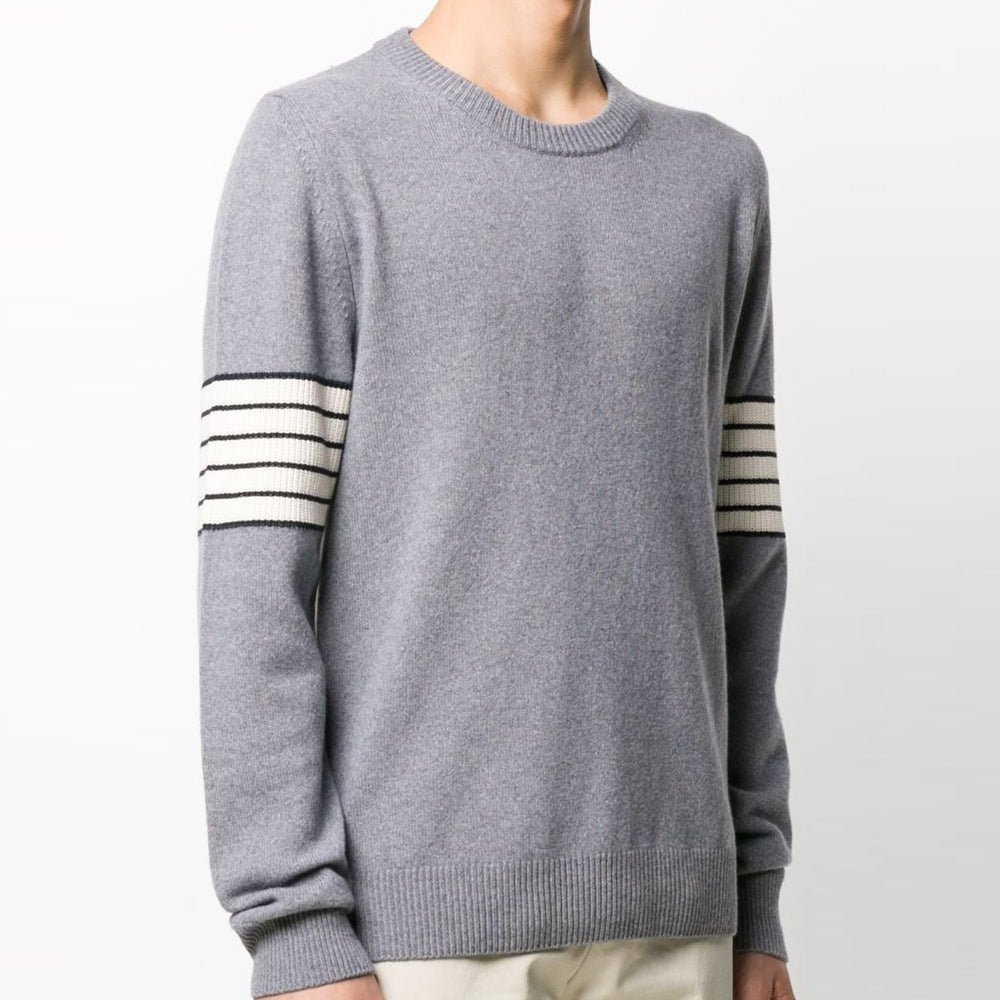 Maison Margiela Stripe Detail Round Neck Knit Sweater for Men
