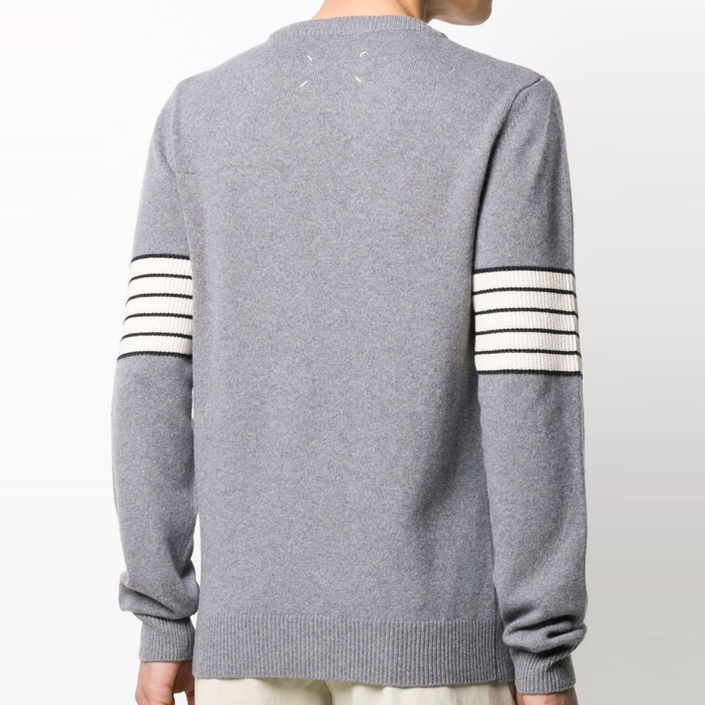 Maison Margiela Stripe Detail Round Neck Knit Sweater for Men