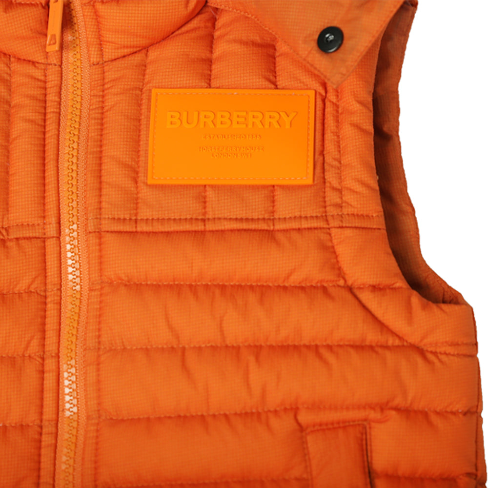 BURBERRY Logo Hooded Puffer Vest Women’s Black Down