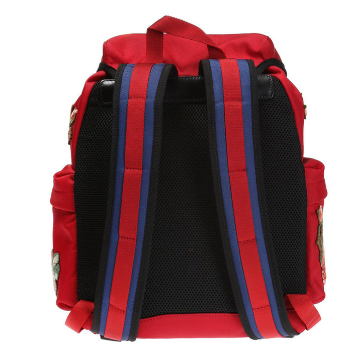 GUCCI Red Canvas Floral Embroidered Unisex Backpack 478327 8699