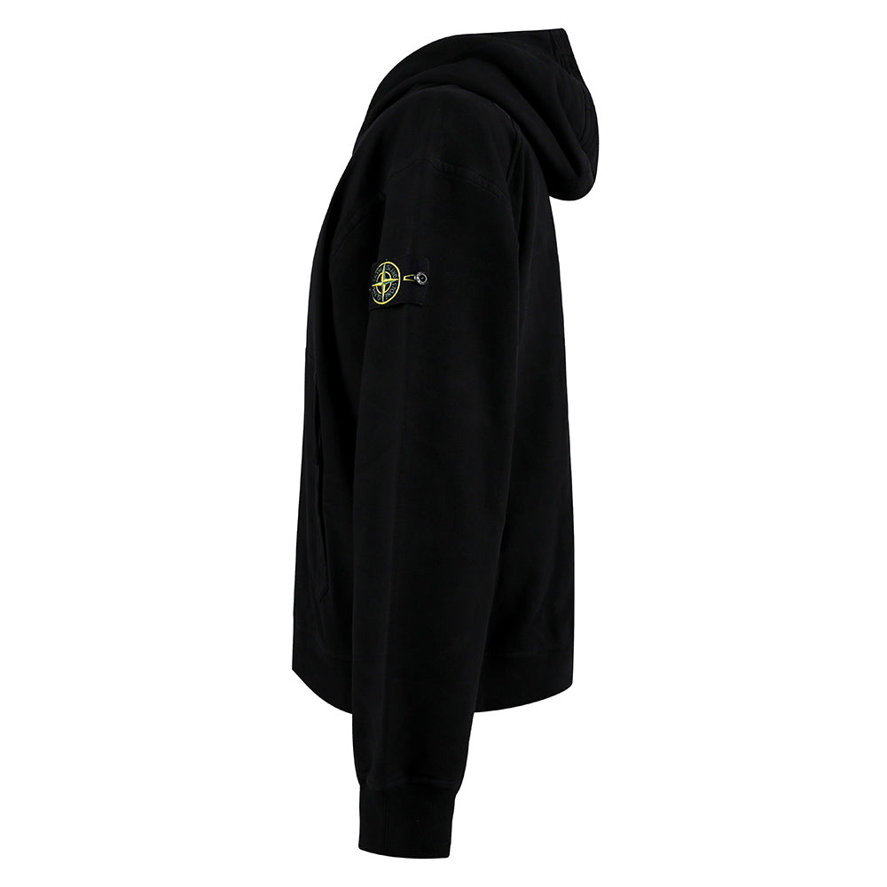 STONE ISLAND Wappen Patch Black Cotton Hoodie