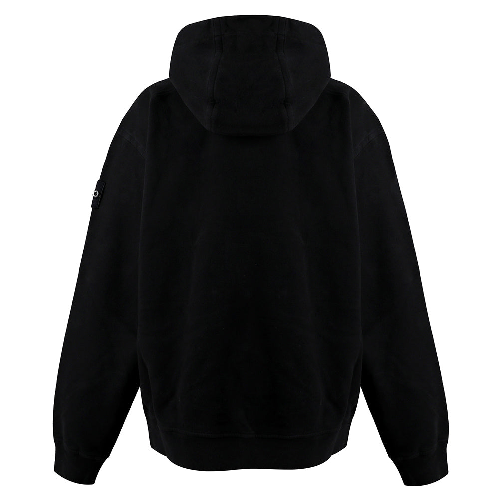 STONE ISLAND Wappen Patch Black Cotton Hoodie