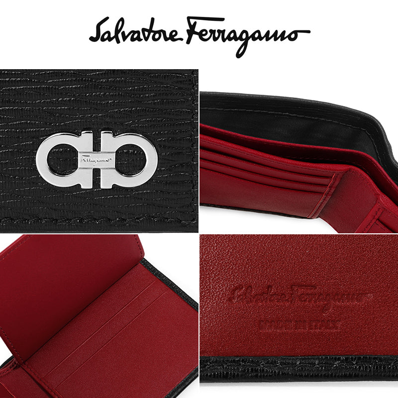 Ferragamo Black Leather Bifold Wallet for Men A066 0685994