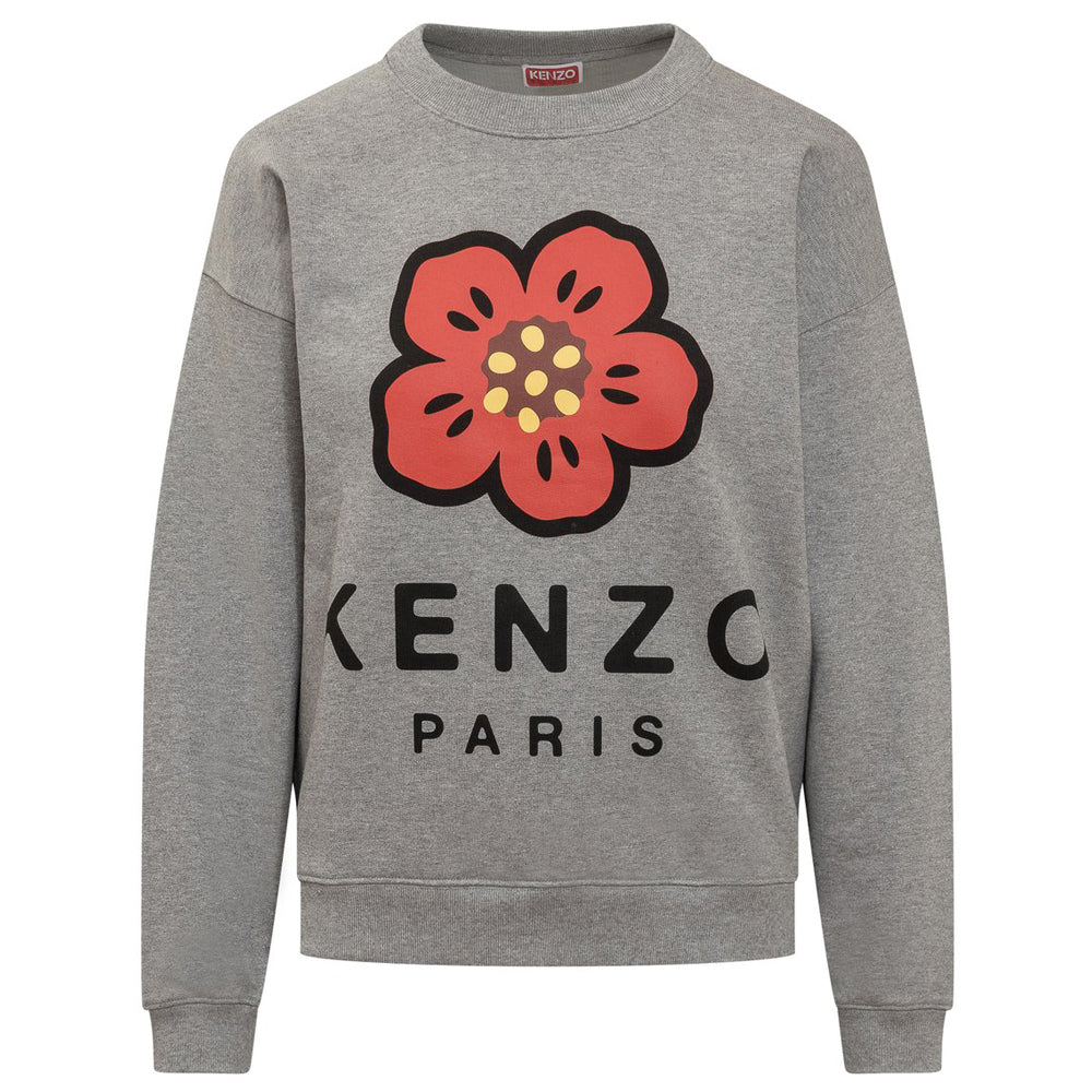 KENZO Flower Logo Fleece Sweatshirt Gray Women