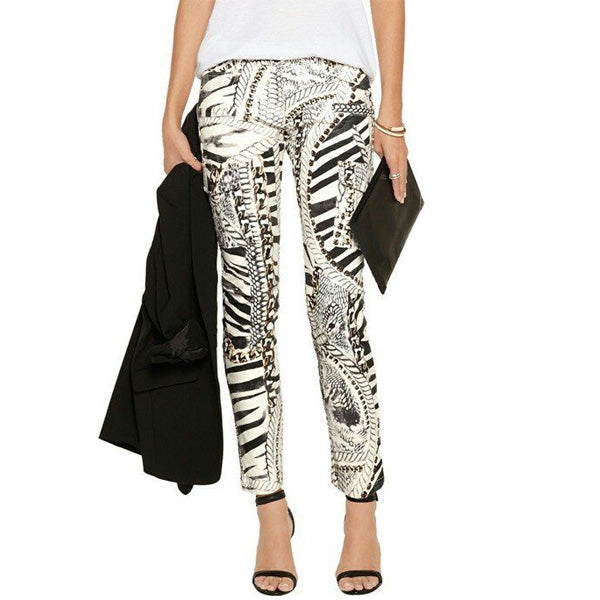 Balmain Women Cotton Patterned Denim Pants