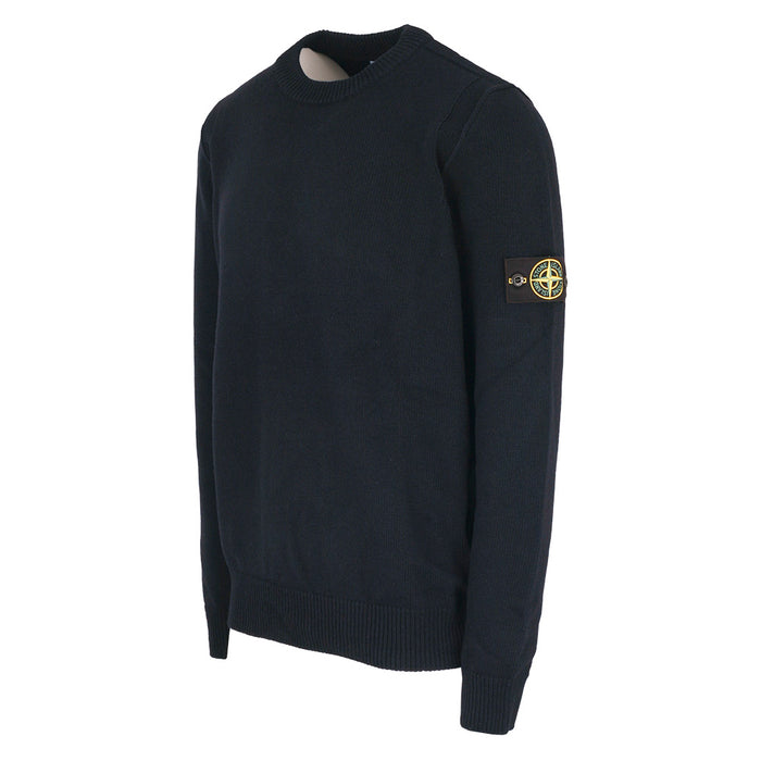 STONE ISLAND Logo Patch Wool Crewneck Sweater Black Men