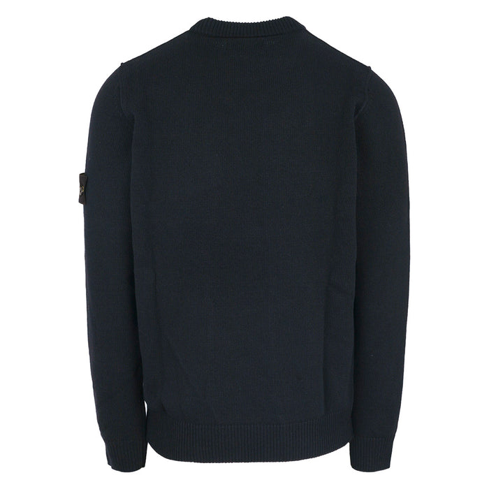 STONE ISLAND Logo Patch Wool Crewneck Sweater Black Men