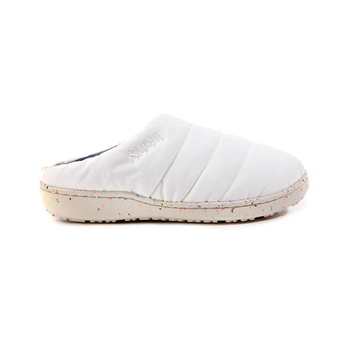 SUBU Recycled Padded Down Winter Slippers White