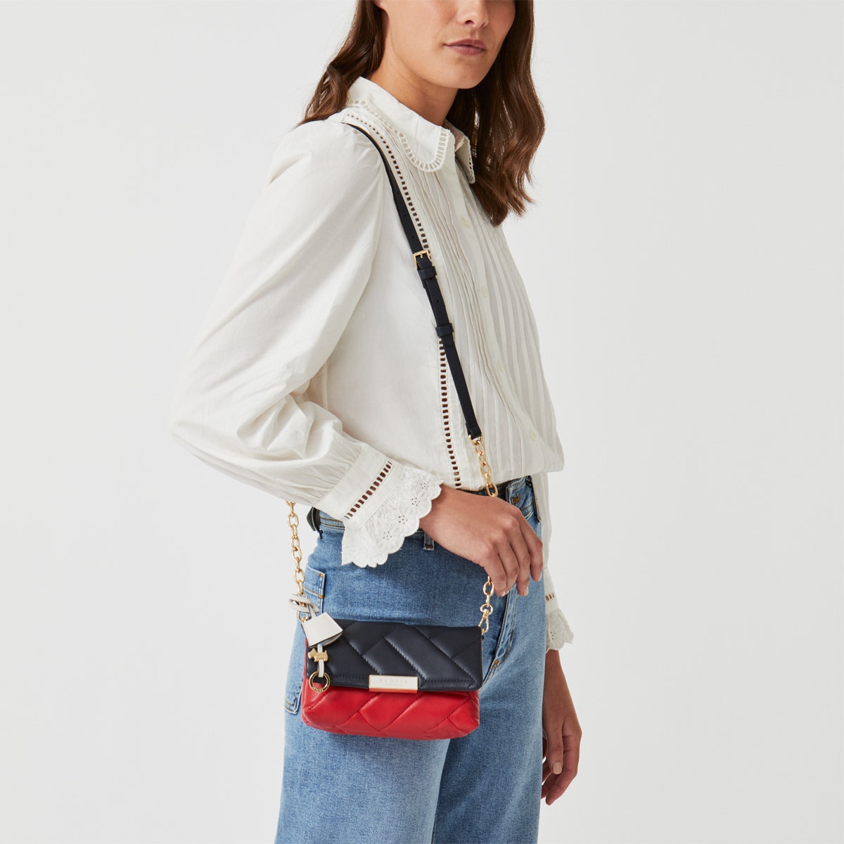 RADLEY LONDON Quilted Small Flapover Crossbody Bag Crimson