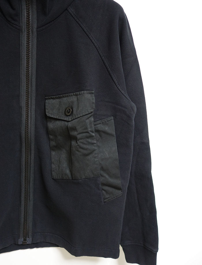 Ten C Men's Heavy Cotton Hooded Zip-Up Jacket Black 22CTCUF02148