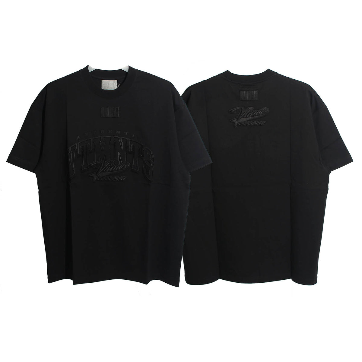 Vetements Unisex Embroidered Logo Black Short Sleeve T-Shirt VL14TR380B 1610