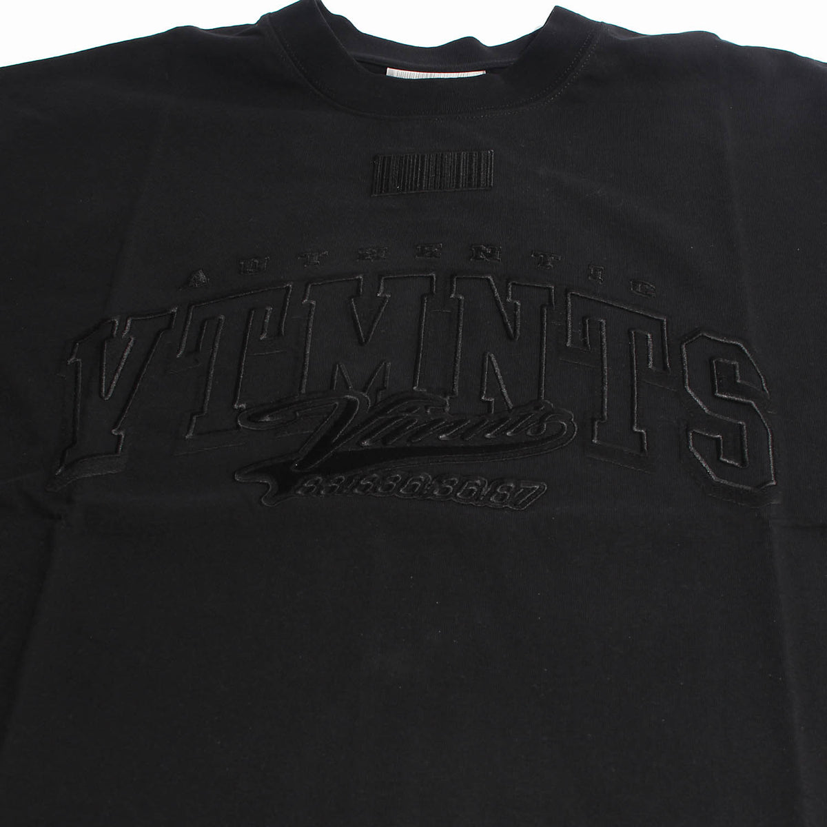Vetements Unisex Embroidered Logo Black Short Sleeve T-Shirt VL14TR380B 1610