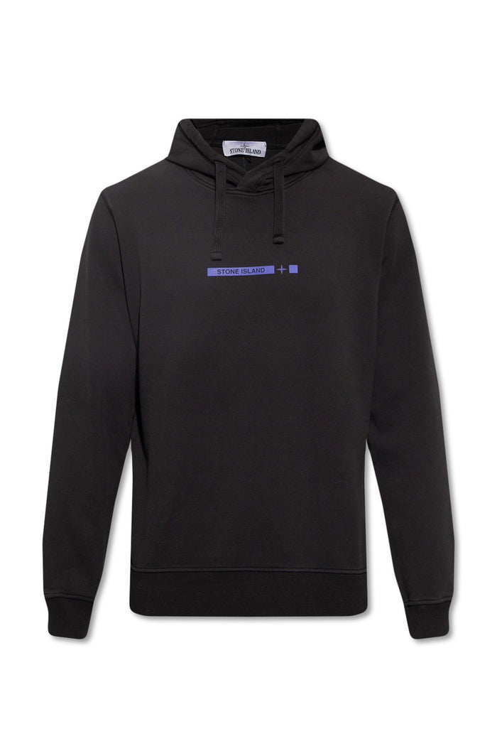STONE ISLAND Micro Graphics One Logo Hoodie Sweatshirt Black Men